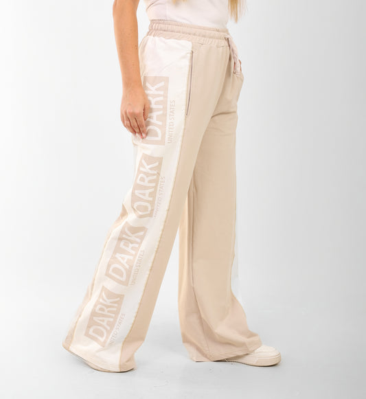 Beige Street Luxe Wide-Leg Joggers – DARK Edition
