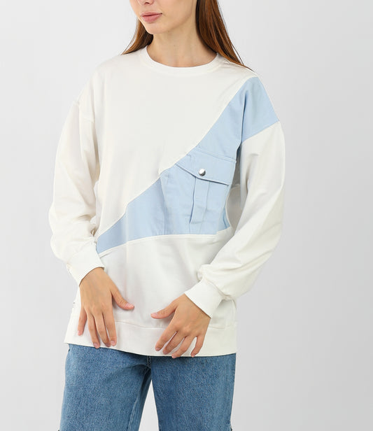 Block Sweatshirt with Front Pocket – Casual Streetwear Style