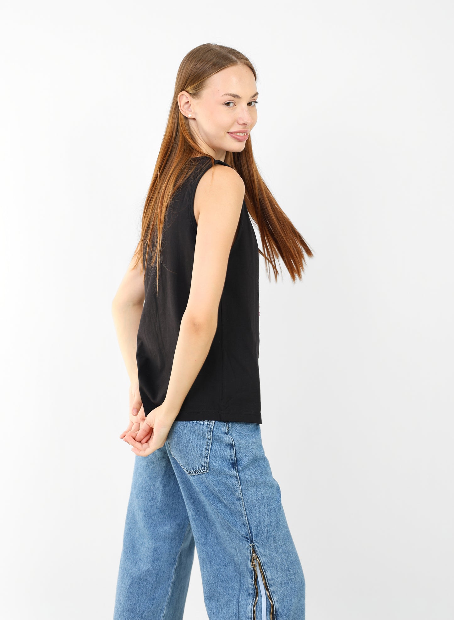 The Oversized Graphic Cotton Sleeveless Tee