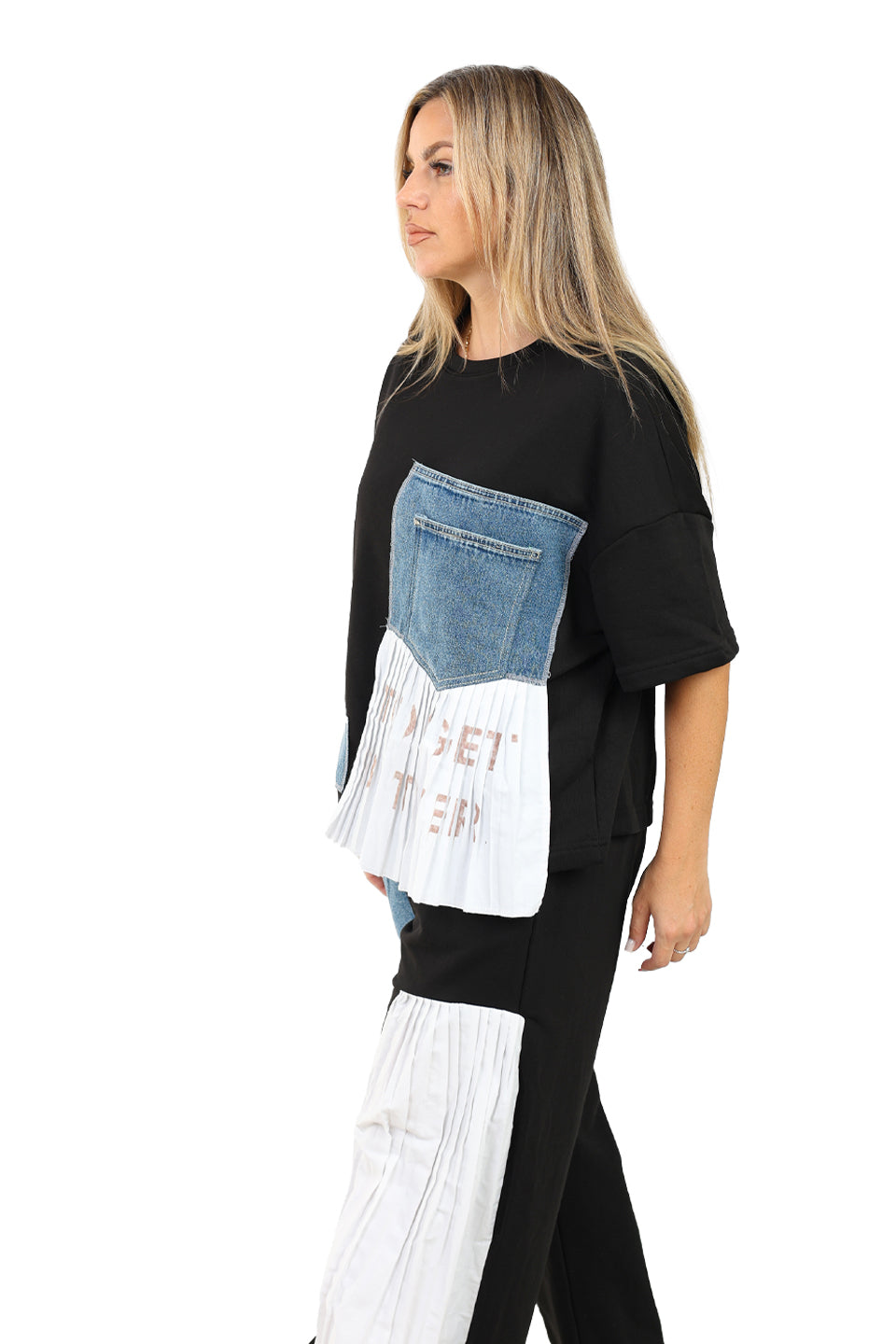 Black Oversized Patchwork Set