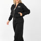Black Iconic Bomber & Wide-Leg Pants Set – Sport Luxe Edition