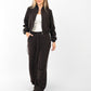 Women’s Black Two-Piece Tracksuit with White Side Stripes – Sporty & Casual Set