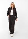 Women’s Black Two-Piece Tracksuit with White Side Stripes – Sporty & Casual Set