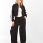 Women’s Black Two-Piece Tracksuit with White Side Stripes – Sporty & Casual Set