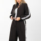 Women’s Black Two-Piece Tracksuit with White Side Stripes – Sporty & Casual Set