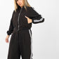 Women’s Black Two-Piece Tracksuit with White Side Stripes – Sporty & Casual Set