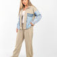 Women's Color Block Jacket and Pants Set with Stripe Detail – Casual Streetwear Style