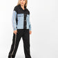 Women's Color Block Jacket and Pants Set with Stripe Detail – Casual Streetwear Style
