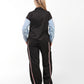 Women's Color Block Jacket and Pants Set with Stripe Detail – Casual Streetwear Style