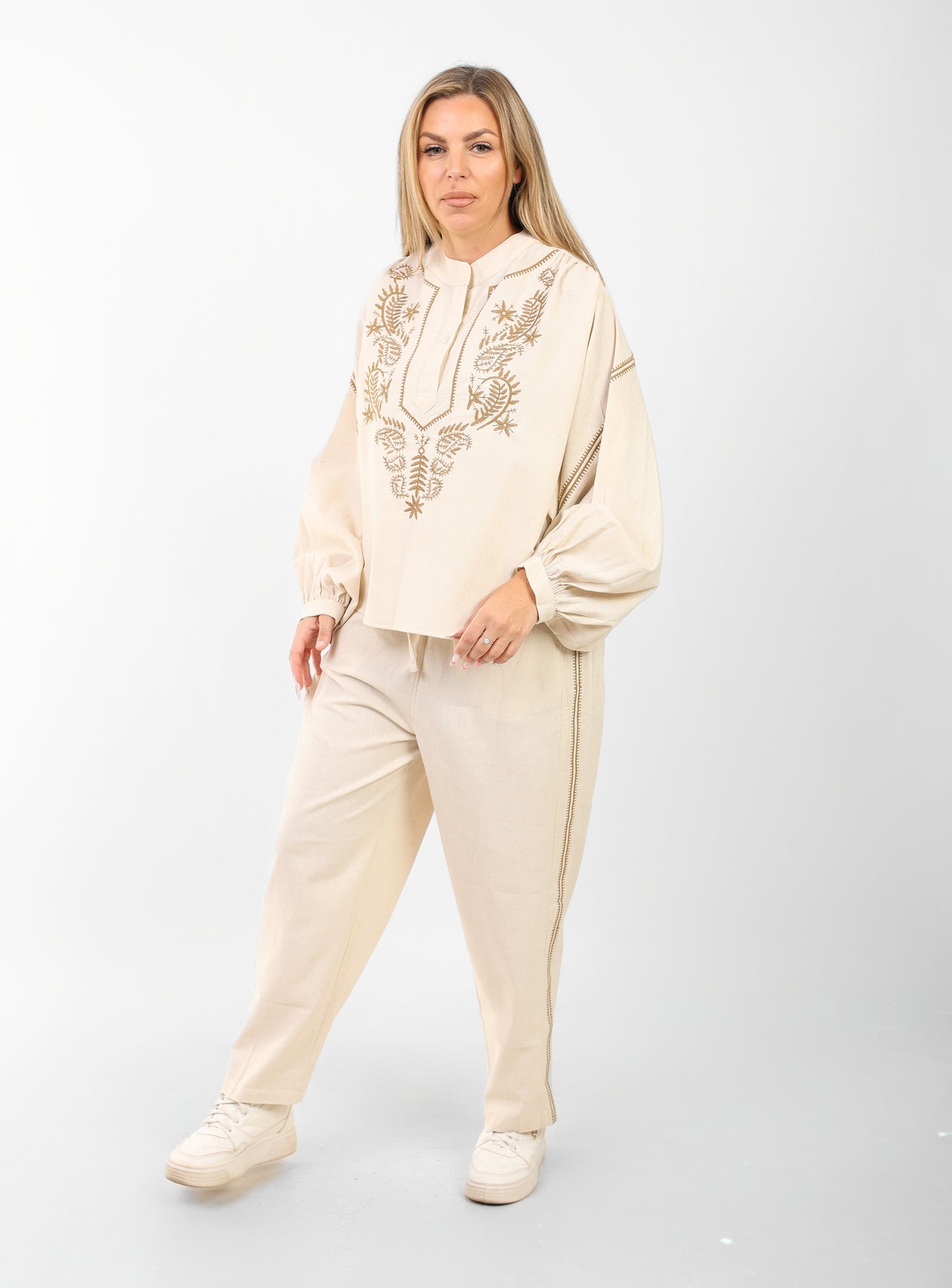 Two-Piece Set for Women – Loose Fit Blouse & Pants