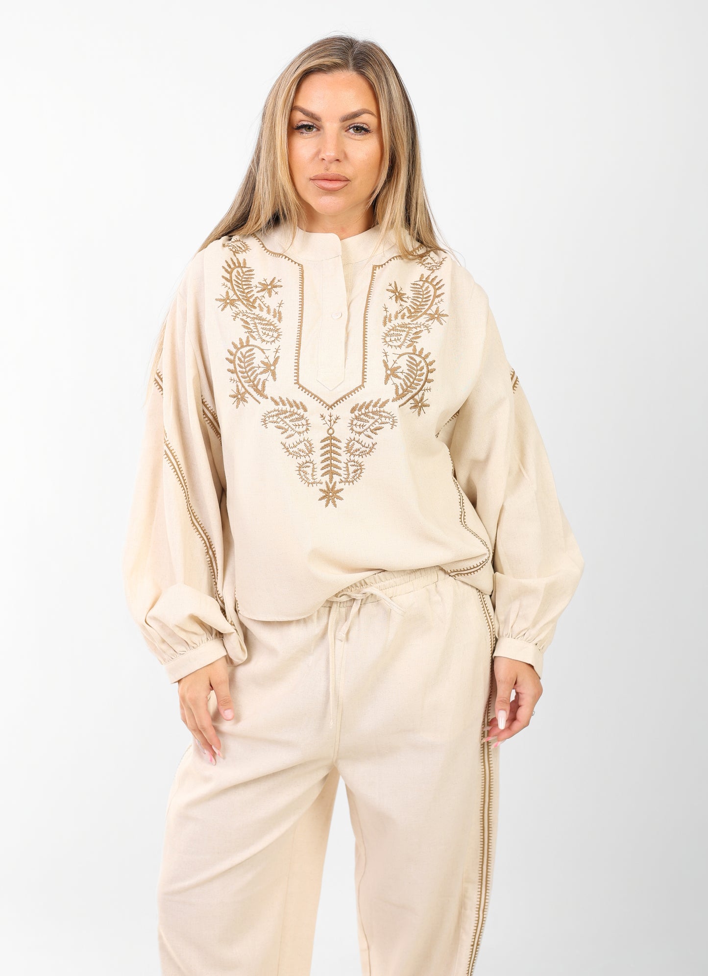 Two-Piece Set for Women – Loose Fit Blouse & Pants