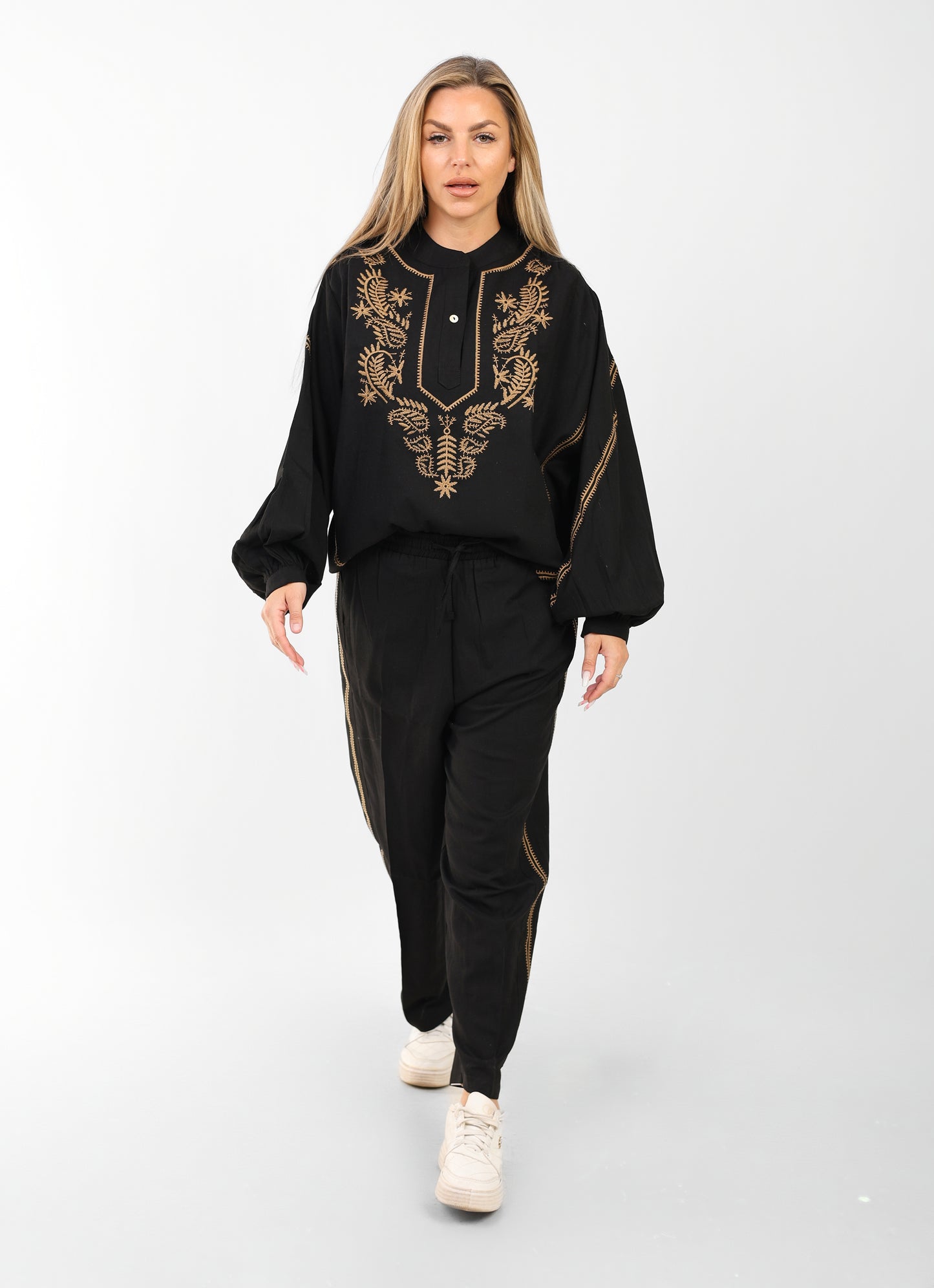 Two-Piece Set for Women – Loose Fit Blouse & Pants
