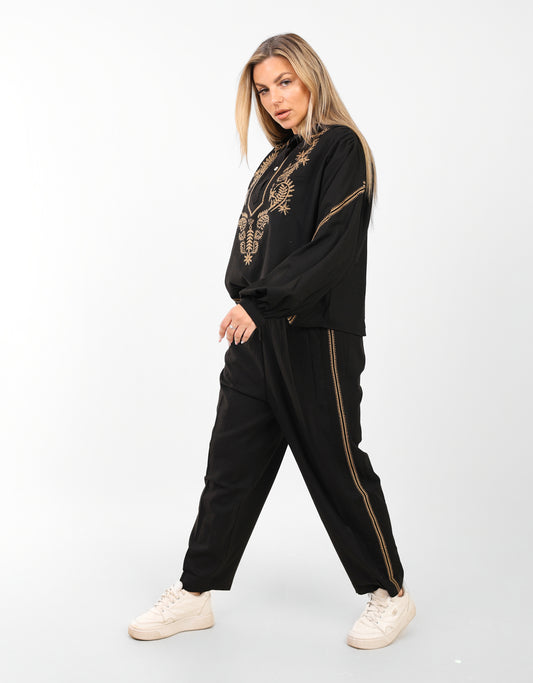 Two-Piece Set for Women – Loose Fit Blouse & Pants