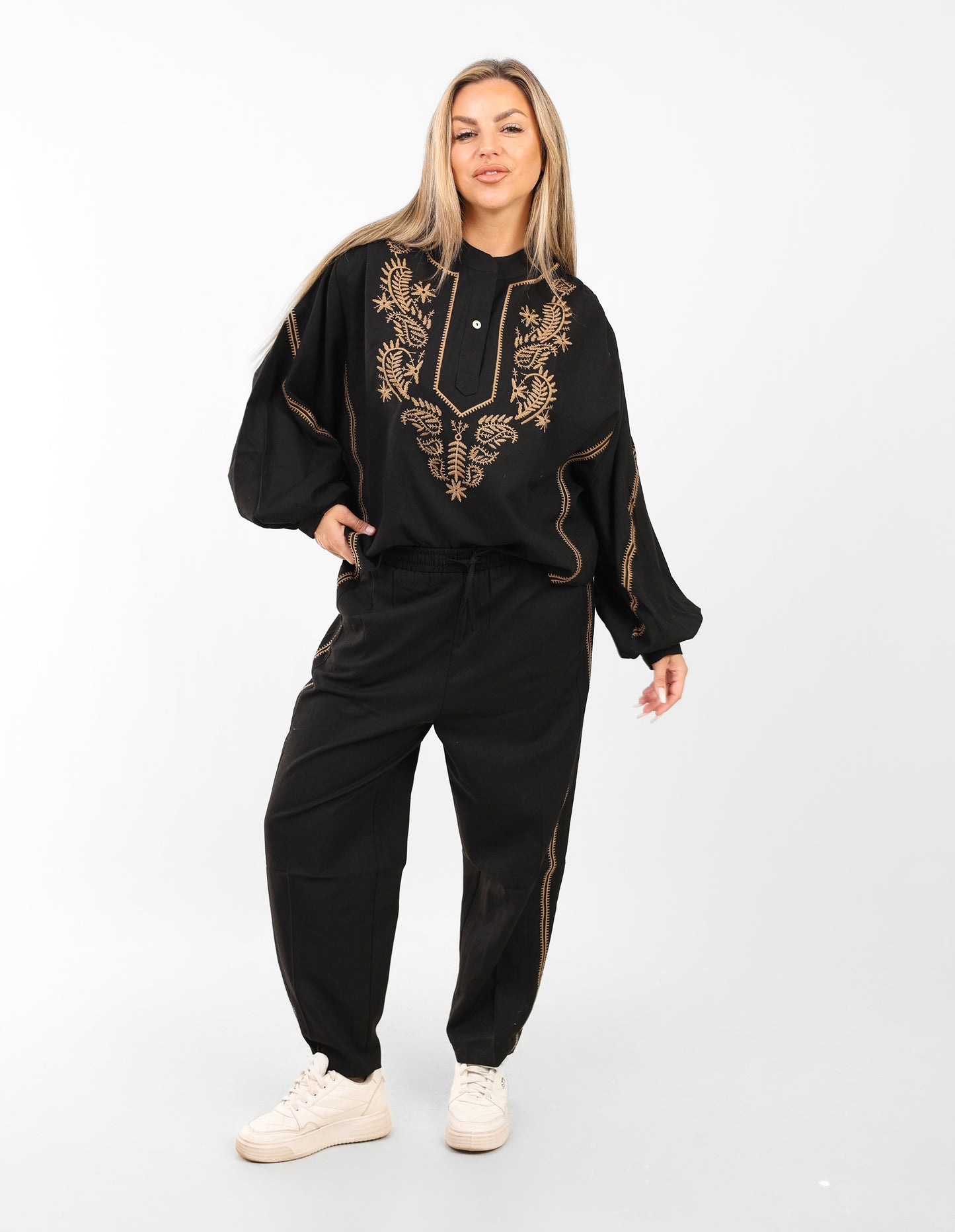 Two-Piece Set for Women – Loose Fit Blouse & Pants