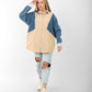poplin shirt with denim sleeves
