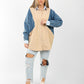 poplin shirt with denim sleeves