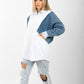 poplin shirt with denim sleeves