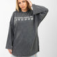 Oversized Washed Black Graphic Long Sleeve T-Shirt – "Seek First His Kingdom"