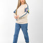 Sweatshirt with Denim Patchwork Sleeves & Casual Fit