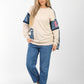 Sweatshirt with Denim Patchwork Sleeves & Casual Fit