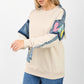 Sweatshirt with Denim Patchwork Sleeves & Casual Fit