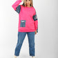 Sweatshirt with Denim Patchwork Sleeves & Casual Fit