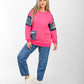 Sweatshirt with Denim Patchwork Sleeves & Casual Fit
