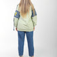 Sweatshirt with Denim Patchwork Sleeves & Casual Fit