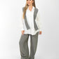 denim and linen suit