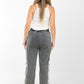 Women’s Wide Leg Jogger Pants – Grey with Alphabet Print Side Panel | Casual Street Style