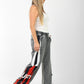 Washed Wide-Leg Jeans with Color Block Graphic Panels
