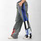 Washed Wide-Leg Jeans with Color Block Graphic Panels