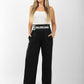 Women's Balenciaga-Inspired High-Waist Black Wide-Leg Joggers with Side Stripes