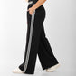 Women's Balenciaga-Inspired High-Waist Black Wide-Leg Joggers with Side Stripes