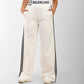 Women's Balenciaga-Inspired High-Waist Black Wide-Leg Joggers with Side Stripes