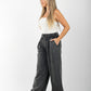 Washed pants with elastic waistband
