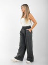 Washed pants with elastic waistband