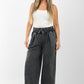 Washed pants with elastic waistband