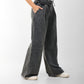 Washed pants with elastic waistband