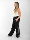 Women's Black Cargo Joggers with Side Print – Streetwear Style, Relaxed Fit
