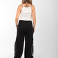 Women's Black Cargo Joggers with Side Print – Streetwear Style, Relaxed Fit
