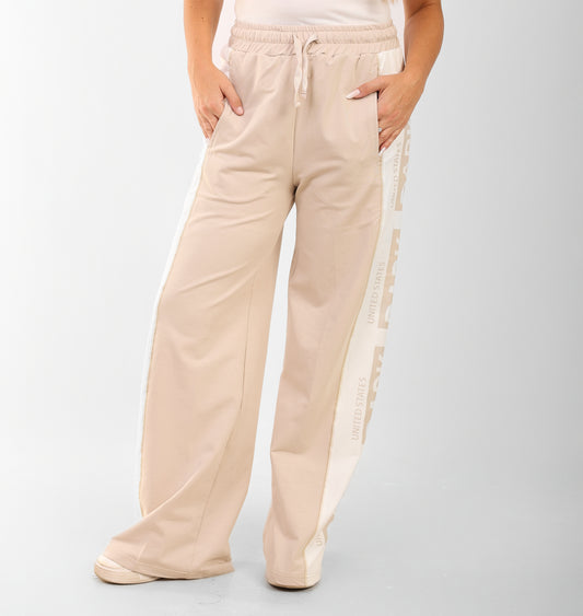 Beige Street Luxe Wide-Leg Joggers – DARK Edition