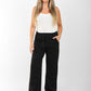 Women's Black Wide-Leg Lounge Pants with Drawstring Waist – Casual Comfort Fit