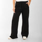 Women's Black Wide-Leg Lounge Pants with Drawstring Waist – Casual Comfort Fit