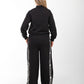 Dolce & Gabbana Women’s Black Logo Trim Tracksuit – Stylish Bomber Jacket & Wide-Leg Pants Set