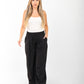 Black Luxe Ribbed-Waist Wide-Leg Pants – Flow Edition