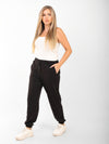 Women's Black Jogger Pants with Elastic Waist – Casual Slim Fit Sweatpants