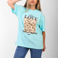 Oversized Graphic T-Shirt for Women – Leopard Print "LOVE" Design