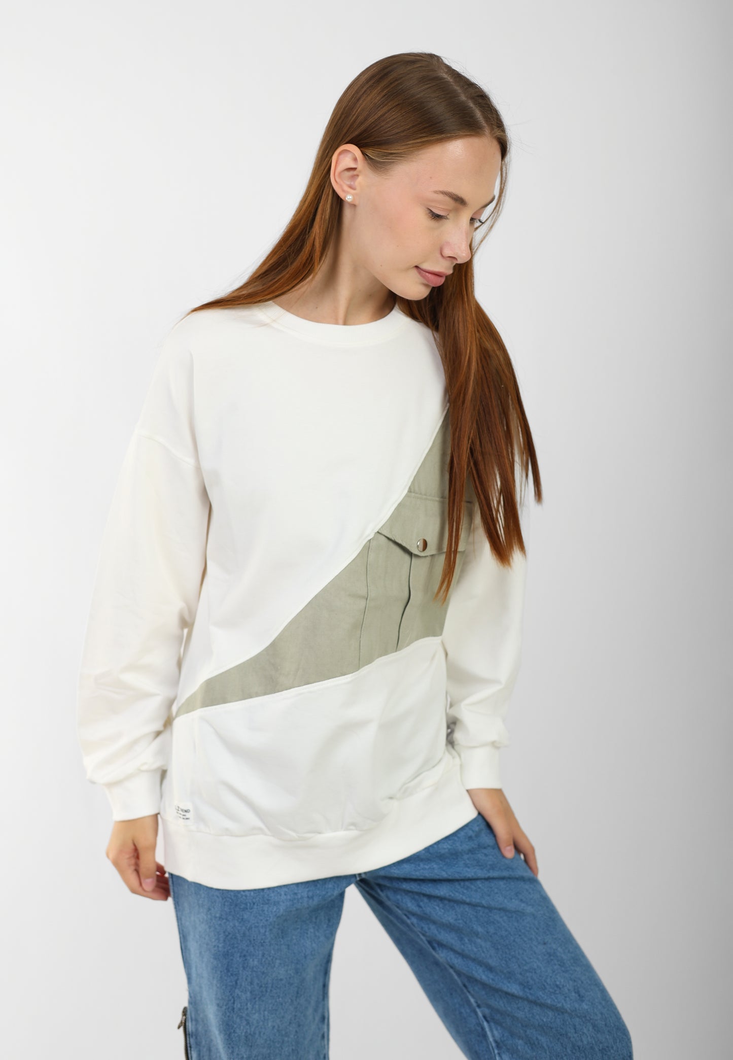 Block Sweatshirt with Front Pocket – Casual Streetwear Style