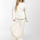 Women's White Two-Piece Loungewear Set with Black Trim Detailing